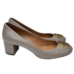 Tory Burch Chelsea Block-Heel Pumps Women's Size 7 1/2 Color: Taupe